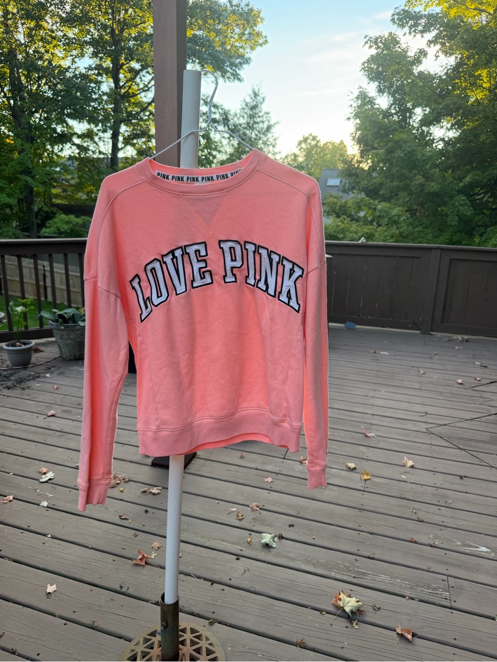Victoria's Secret PINK Coral Crewneck Sweatshirt with LOVE PINK Logo